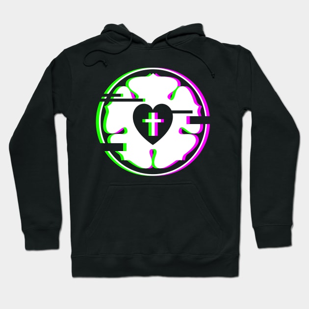 Retro Glitch Luther Rose | Lutheran Church Hoodie by MeatMan